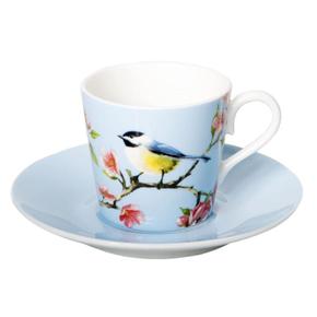 [해외직구] Dan Samuels 댄사무엘 블라썸 버드 파인 본 차이나 에스프레소 컵 소서 세트 블루 80ml Blossom Bird Fine Bone China Espresso Cup and