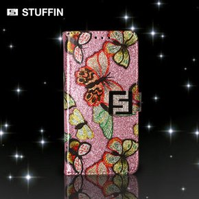 STUFFIN 스터핀 크리스탈 나비 다이어리 케이스 유광 휴대폰케이스