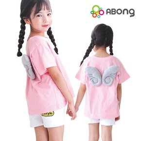 유아 아동 엔젤 천사 날개 티셔츠 베이비핑크 키즈 반팔티 아동복 유아옷 아기옷 초등학생옷 어린이집등원룩