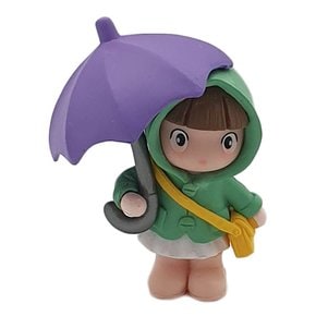 우산 쓴 우비소녀 소년 초록 피규어 장식 어항 화분 꾸미기 테라리움 미니어처