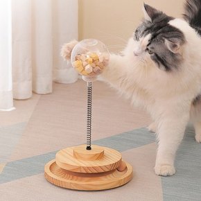 알디펫 고양이 원목 장난감 스윙 냥펀치 간식놀이 트랙볼 2단형