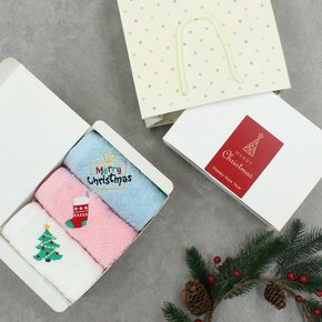 크리스마스 수건 선물세트 주방 고리수건 3매 송년회 이벤트 기념품