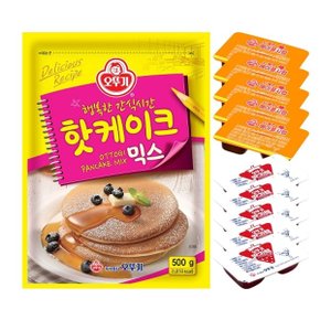 오뚜기 핫케이크믹스 500g + 증정 딸기잼5개+메이플시럽5개
