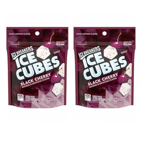 [해외직구]아이스브레이커 큐브 슈가프리 블랙체리 껌 100입 2팩/ Ice Breakers Gum Sugarfree Cubes Black Cherry