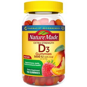 [해외직구] 4개  X  네이처메이드  비타민  D3  성인용  구미젤리  딸기  복숭아  망고  구미젤리  150개