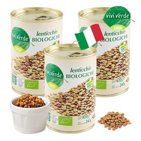 COOP 비비베르데 이탈리아 유기농 렌틸콩(렌즈콩) 400g 3캔 무첨가물 Non GMO