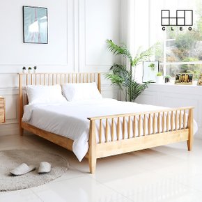 펜즈 고무나무 원목 통깔판 평상형 침대 프레임 Q 퀸 CL362