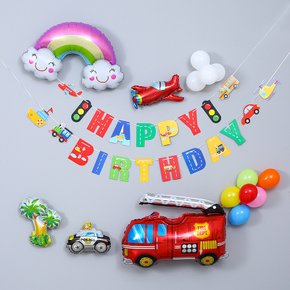 튼튼이 자동차 생일 풍선세트-소방차(풍선펌프 포함)