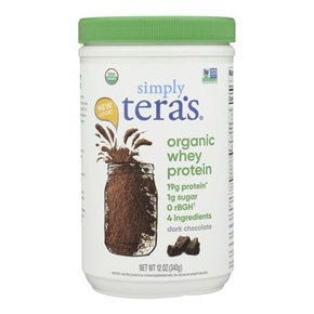 Teras 유청 단백질 파우더 유청 유기농 공정 무역 인증 다크 초콜릿 코코아 12온스 프로틴