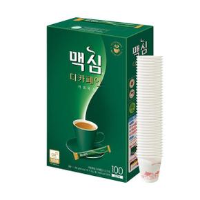 맥심 디카페인 커피믹스 100T+종이컵 100개.