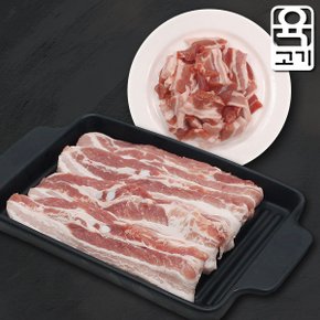 [육고기] 신선한돈 냉장 삼겹살 500g x 2팩(구이용 + 찌개용)