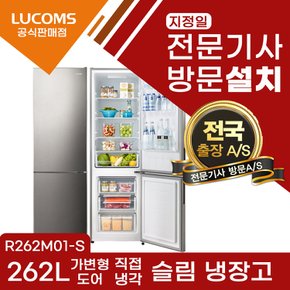 대우 루컴즈 262리터 냉장고 상냉장 하냉동 2도어 메탈디자인 콤비/소형/슬림/일반 R262M01-S