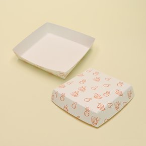 이지포장 사각 트레이 5호 흰색 패턴 종이 1000개 포장 상자 일회용