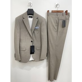 남성 베이직핏 봄 여름 모혼방 톤다운 베이지 컬러 기본 정장 세트 (큰사이즈 양복 115 사이즈