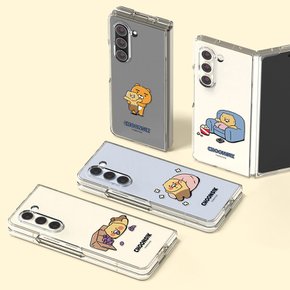 카카오프렌즈 귀여운 춘식이 캐릭터 카툰 디자인 갤럭시 Z 폴드5 투명 슬림 하드 휴대폰 케이스