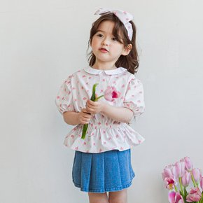 다나 여아 블라우스 (S-XL) 유아 어린이 키즈 봄 꽃 핑크 상의 티셔츠 셔츠 자매 귀여운 봄