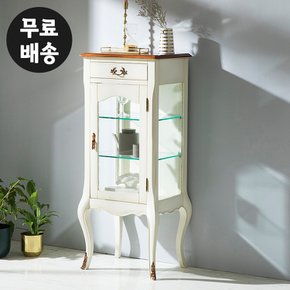 애니 엔틱 원목 소형 3단 유리 장식장 (아이보리)