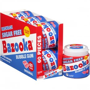Bazooka바주카 무설탕 풍선껌 홀리데이 60 카운트 투 고 컵 오리지널 츄잉껌 6개 팩 크리스마스