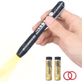LIGHTFE D12 노란 빛 동공계 펜 라이트 휴대용 손전등 줌 가능한 포커스 토치 다기능 라이트 긴