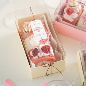 에뚜왈 투명 커버 사각 롤케이크 쿠키 꽃 선물 박스 포장 상자