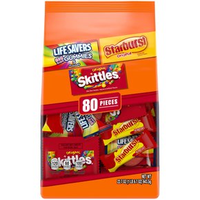 [해외직구] 혼합  Skittles  스타버스트  &  Life  Savers  거미  사탕  버라이어티  팩  80  캡슐  가방