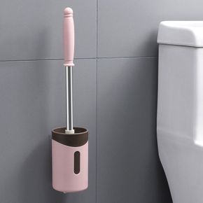 변기 청소솔 변기청소 화장실 벽 부착 걸이 청소 무타공 욕실 솔 핑크