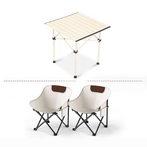 접이식 캠핑 테이블 세트 2인용   화이트