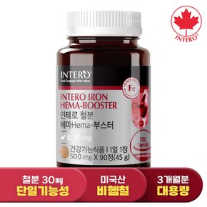[철분 30mg] 인테로 철분 헤마 부스터 90정 (3개월분) 임산부 임신