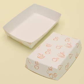 이지포장 사각 트레이 21호 흰색 패턴 종이 1000개 포장 상자 일회용