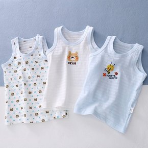 꿀벌 아동런닝[3매입] 남아 유아 아기민소매 여름나시 어린이속옷 키즈런닝 순면