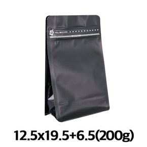 이지포장 무광 블랙 박스 파우치 200g 50매 스탠드 지퍼백 원두 커피 봉투 아로마 밸브