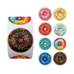 컬러풀 도넛 도너츠 감사 롤 스티커 8믹스 500매 X ( 4세트 )