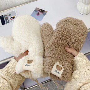 완전 방한 따뜻한 겨울 퍼 양털 벙어리장갑 뽀글이 여성장갑