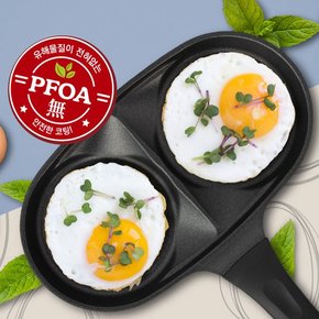 토토 2구 에그팬 계란말이 후라이팬 웍 브런치팬 롤 펜케이크 뒤집기홈 국내생산