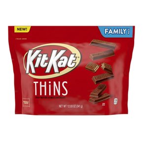 [해외직구] 킷캣  THiNS  밀크  초콜릿  웨이퍼  캔디바  포장되지  않은  12.03온스  패밀리  백