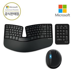 [ Microsoft 코리아 ]  스컬프트 에고노믹 인체공학 데스크탑 무선키보드+마우스