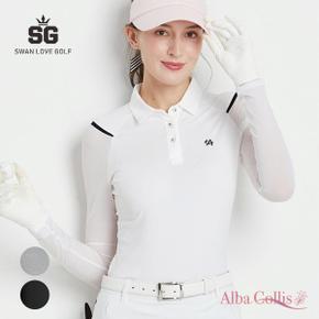1459517 골프웨어 셔츠 롱 소매 여성 귀엽다 깨끗한 화이트 그레이 회색 블 CA2997633