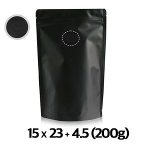 이지포장 무광 블랙 스탠드 지퍼백 원두 커피 봉투 200g 50매 아로마 밸브
