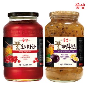 꽃샘 꿀 오미자차 1KG +꿀 패션후르츠차 (과일청)