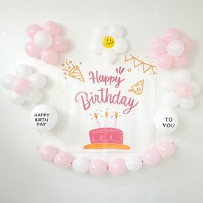 핑크핑크 프린세스 생일 파티용품세트 이벤트 풍선