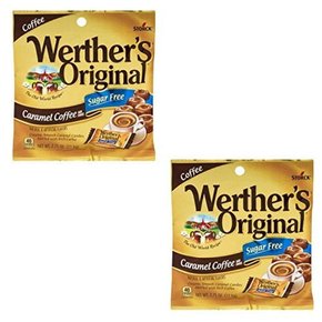 Werther`s Original스톡 웨더스 오리지널 슈가 프리 캐러멜 커피 하드 캔디 78g 팩 (2개 팩)