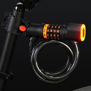 자전거 멀티 번호키 자물쇠 LED 후미등 라이트 용품 C70