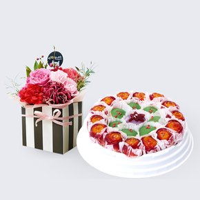 행복한마음레드+꽃모찌떡케익(중) 꽃배송