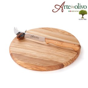 [Arte in olivo]올리브나무 라운드 도마(마우스/나이프)