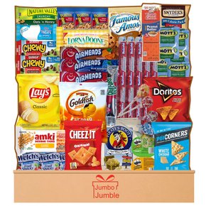 [해외직구] JUMBO  JUMBLE  JUMBO  JUMBLE  Snack  Box  Care  Package  45  카운트  for  대학생  군  고령자  학교  급식  ?  대용량  스낵  버라이어티  기프트  박스  캔디  그래놀라  바  쿠키  견과류  ?  샘플  스낵  박스  버라이어티  팩