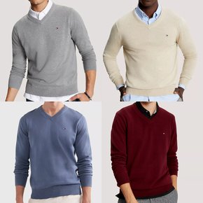 남성 플래그 로고 브이넥 스웨터 4색상