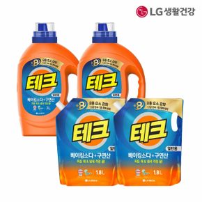 LG생활건강 테크 베이킹소다+구연산 액체세제(일반) 용기 3L*2개 +1.8L*2개