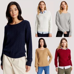 여성 릭렉스핏 케이블 니트 스웨터