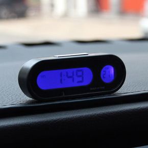 D24 TKB 차량용 블루 디지털 시계 온도계