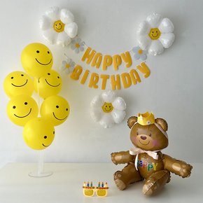 하피블리 데이지 가랜드 곰돌이 스마일 생일풍선 생일파티 파티풍선 생일파티용품세트